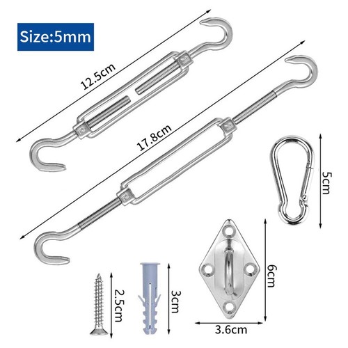 Heavy Duty Stainless Steel Shade Sail Hardware Kit 44 Pieces for Sun Shade - Picture 8 of 14