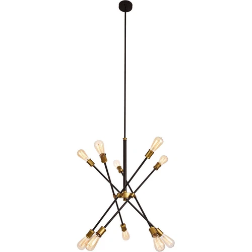 Living District LD8003D28BK Axel Chandelier Black and Brass - Picture 3 of 7