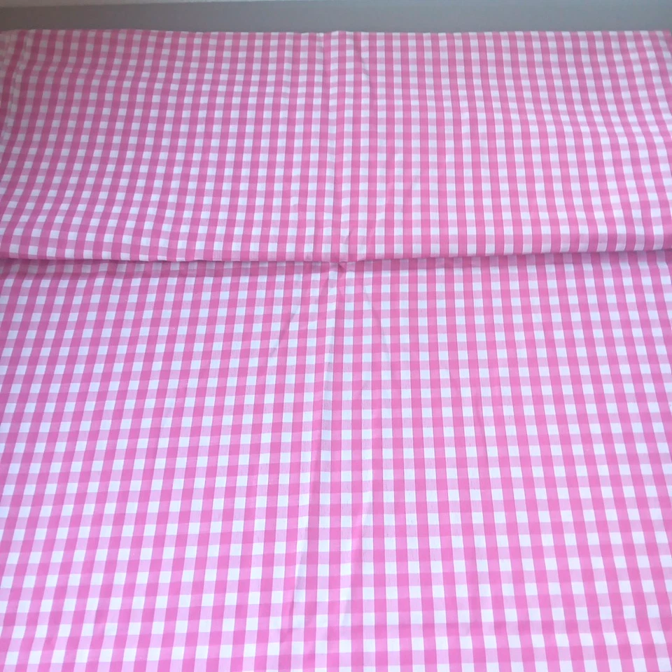 Tecido Gingham rosa branco quadrado leve fluxo 6 jardas Barbicore Prairie - Imagem 2 de 4