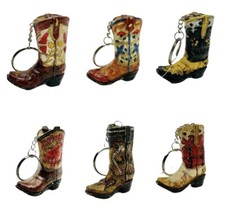 Western Boot Keychain Cowboy Gift Assorted Styles Hand Painted
