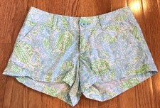 Lilly Pulitzer THE WALSH SHORT size 0 Get Crackin Crab blue green 3" inseam