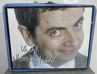 Mr. Bean Lunch Box Vintage EMPTY Collectible Tin Container Decor Broken Handle