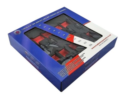 Britool Hallmark MHXPSET11 11 Stück 3/8'' Antrieb Schlag-Sechskant-Schraubendreher-Set 3-19 mm