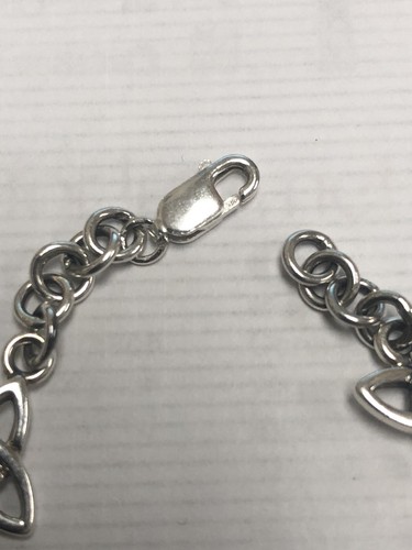 VINTAGE CELTIC STERLING SILVER 925 TRIQUETRA TRINITY KNOT LINK BRACELET - Picture 3 of 7