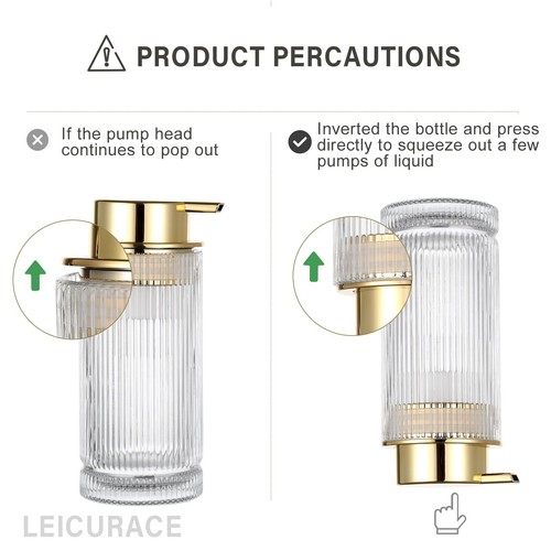 Glass Foam Soap Dispenser Refillable Foaming Dispenser With Gold Pump Foam Hand - Picture 9 of 9