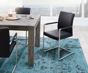 Freischwinger Gabor Schwarz Gestell Esszimmerstuhl Mit Armlehne Edelstahl Delif Ebay