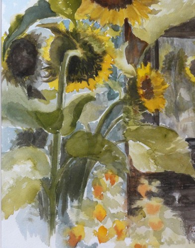 MAGDA VOLPE (?-2010) TOP ACQUERELLO 1991: GIRASOLE A PELO APERTO - Foto 18 di 19