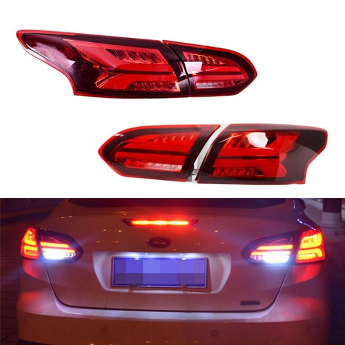 For Ford Focus 2015-2018 Red LED Tail Light Brake Lamp Sequential Signal LH+RH