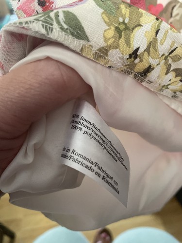 Laura Ashley Linen Floral Country Lined Pencil Skirt Size 12 - Picture 7 of 7