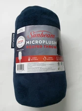 Sunbeam Electric Throw Microplush 4 Heat Settings 4-Hour Auto Shut-Off 50x60 blu