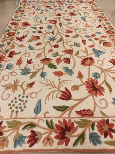 Handmade Indian Floral Wool Rug | Kashmir 3x5 Small Area Rug | Tapestry Rug