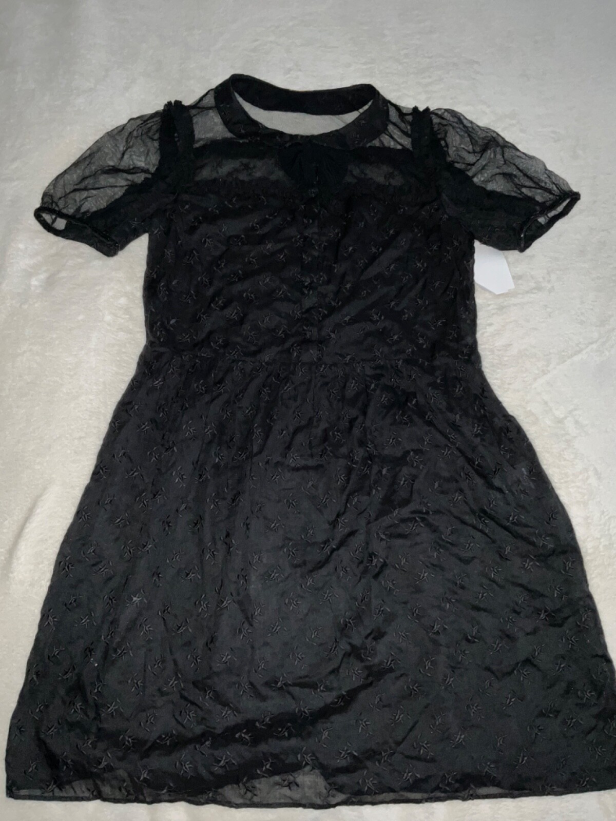 Saint Laurent Paris mini abito in tulle cotone ricamato nero taglia F 38 o 6 US