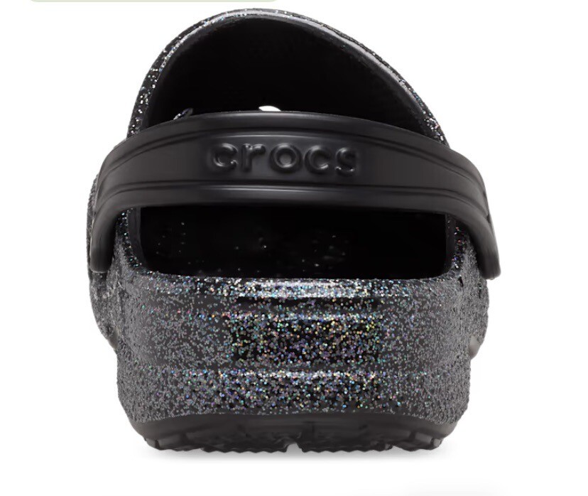 NIP Crocs Baya Black Glitter Clogs Toddler Size C10 Sandals MSRP 39.99