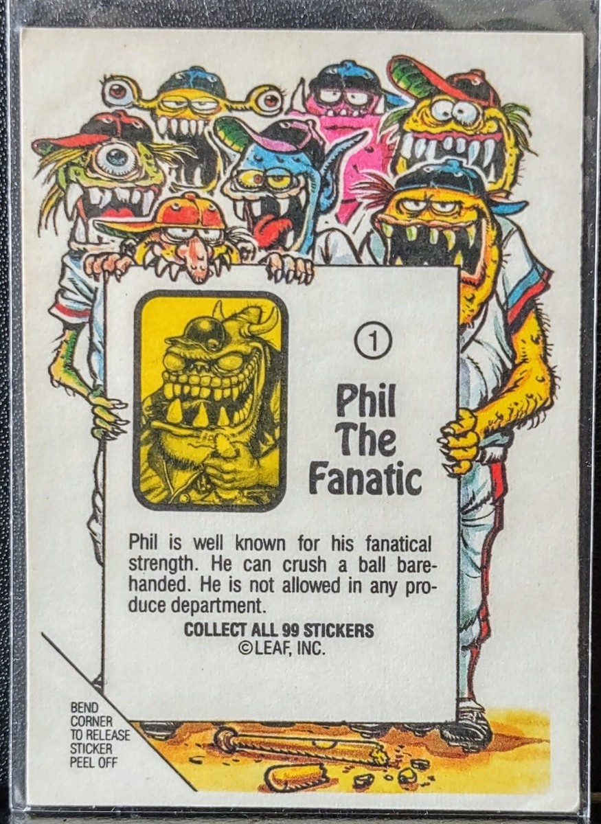 1988 Leaf Awesome All-Stars Phil The Fanatic Sticker #1 | eBay