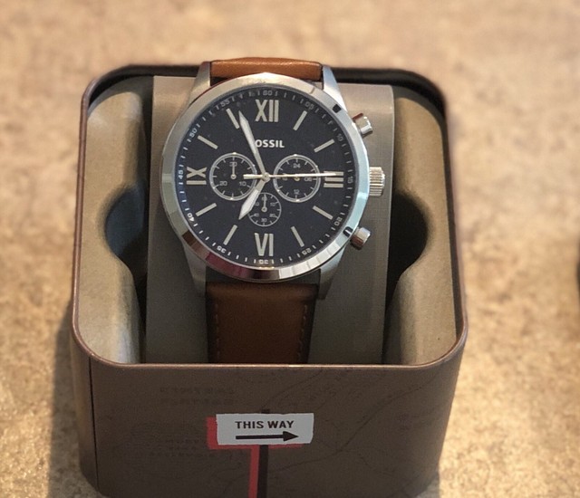 Fossil Men's CHASE AUTOMATIC Brown Leather watch ME3162 | eBay