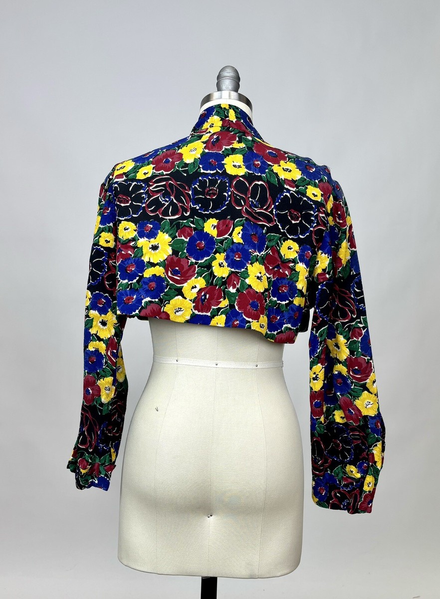 トップス fig london carol bolero 1940s Vintage Antique Floral Print Yellow Blue Red Bolero