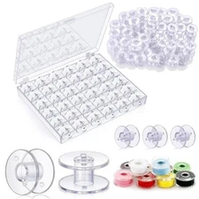 25pcs Clear Sewing Machine Bobbins with Plastic Storage Box for Diy Sewing Tools