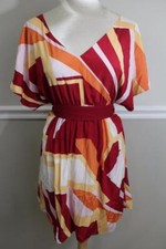 ALICE + OLIVIA Women's Orange Yellow Red Silk tie waist Dress Size S (DR400