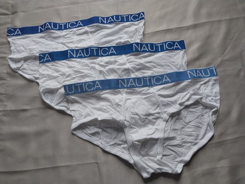 Nautica Cotton Stretch Briefs - 3 Pair - XLarge (40-42) - Whites