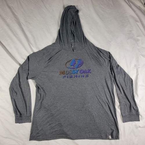 Mossy Oak Fishing Mens Gray 3XL Pullover Hoodie Long Sleeve Winter Warm Casaul