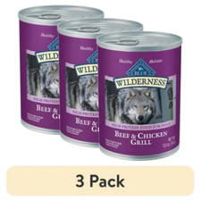  3 pack Blue Buffalo Wilderness Adult Dog Food Beef  Chicken Grill, 12.5-oz