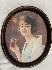 Vtg Coca-Cola Tin Metal Repro? Serving Tray Flapper Girl Advertising 15&rdquo;.  A43