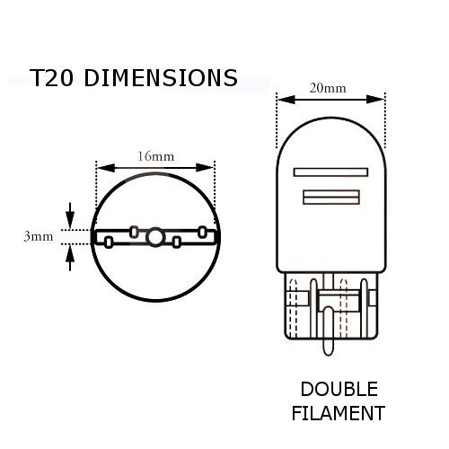 DRL Bulb T20 X2 7443 W21/5W Clear Daytime Running Bulbs Upgrade - Picture 2 of 8