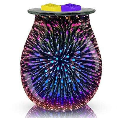 Leyoue 3D Glass Fireworks Electric Wax Melt Warmer with PTC Heating Plate 7