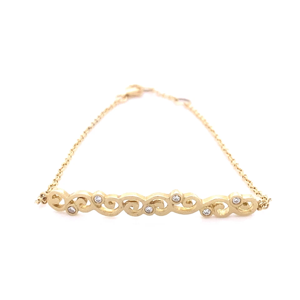 14k Yellow Gold Id Bar Spiral Shape Diamond Line Bar Bracelet Tcw 0.06 Ct. H/SI - Image 2 of 3