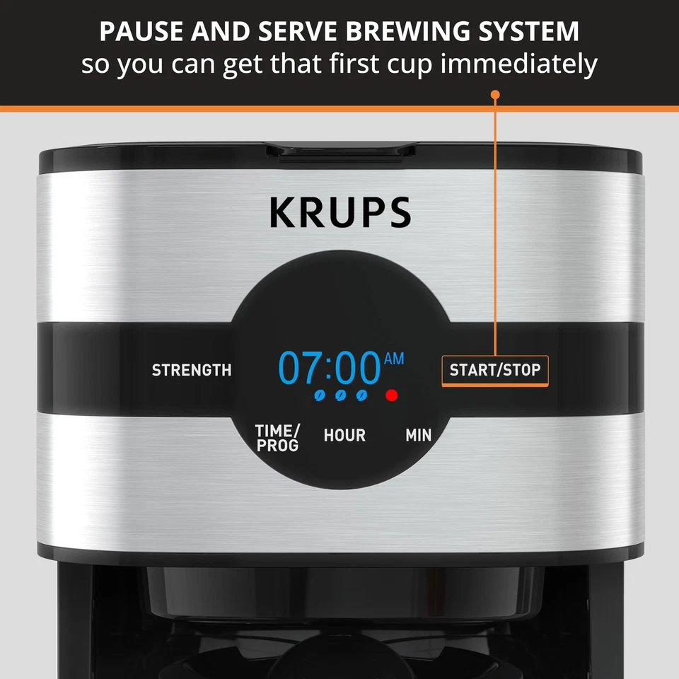 KRUPS Simply Brew 10 Cup Stainless Steel Coffee Maker with Programmable Timer - Image 4 of 4