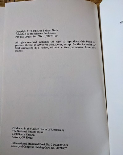 White Leaves A Book of Poetry Joy Balyeat Nash PB 1990 - Picture 3 of 3