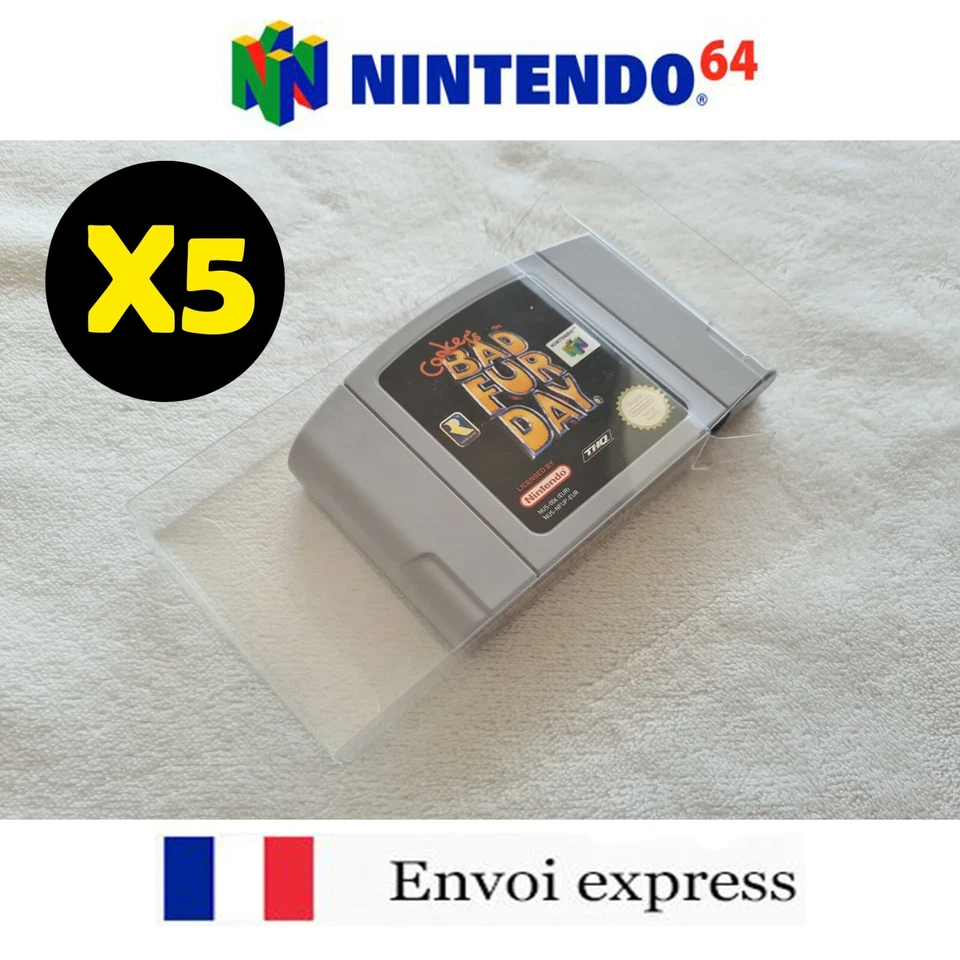 Lot 5 Protection transparente Cartouche Nintendo 64 N64 - box boitier protector