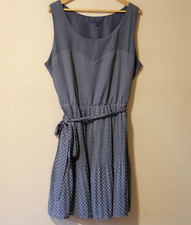 Gap Dress Size XXL Grey White Polka Dot Sleeveless Pleated Lined #p59-54