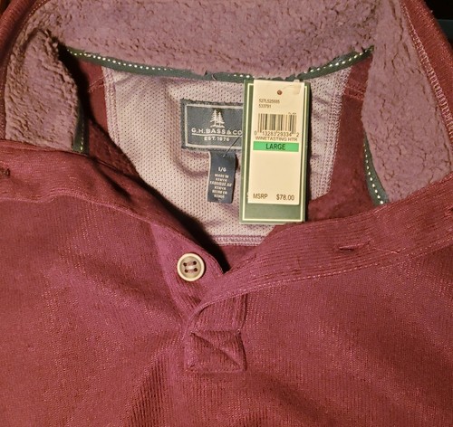 💥 G.H.Bass Waffelmuster-Strickpullover mit 3 Knöpfen, Herren L, weinrot, neu mit Etikett kostenloser Versand - Bild 3 von 3