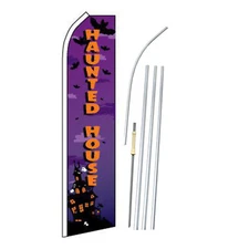 Haunted House Halloween Flag Flutter Feather Banner Swooper Bundle Kit
