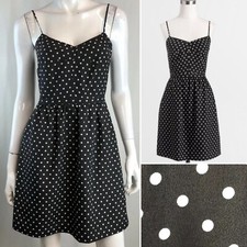$88 J. Crew Women’s 2 Black White Polka Dot Seaside Cami Flare Shift Mini Dress