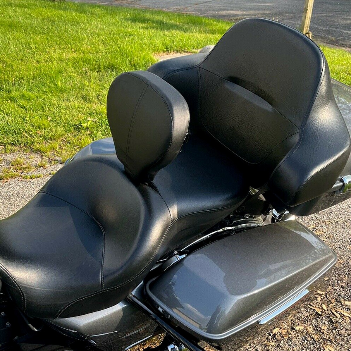 Black Front Rider Driver Backrest Pad Fit For Harley Electra