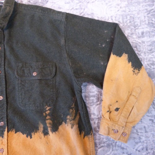 Field & Stream Shirt Men XL Green Bleached Button Up Flannel Heavyweight Chamois - Picture 6 of 17