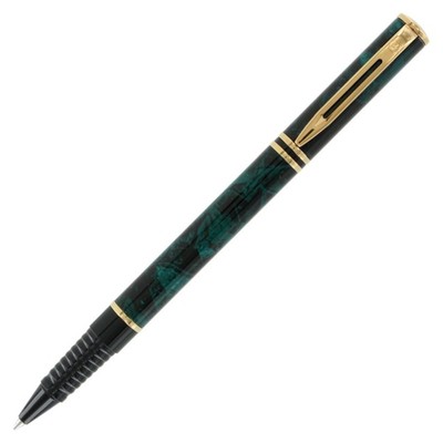 VINTAGE WATERMAN LAUREAT GREEN MARBLE GOLD TRIM ROLLERBALL PEN-FRANCE.