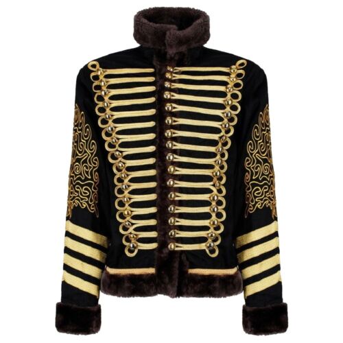 New Hussar Jimi Hendrix Inspired Parade Jacket Military Drummer Officer Faux Fur - Picture 1 of 4