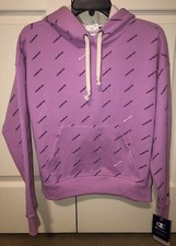 Champion NWT Ladies Powerblend Hoodie All Over Print Logo Pull Over Sz XS Pink