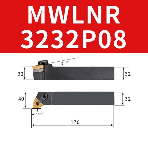 Drehmeißel Drehhalter MWLNR/L 16x16- 40x40 für WNMG-Wendeplatten zum Drehen - Bild 7 von 15