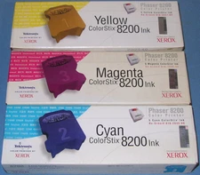 LOT of 12 Genuine Xerox Tektronix Phaser 8200 ColorStix Ink Cyan Magenta Yellow