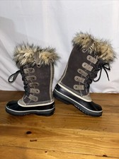 Sorel Joan of Arctic Waterproof Gray Leather Womens Snow Boots Size 6 FW075