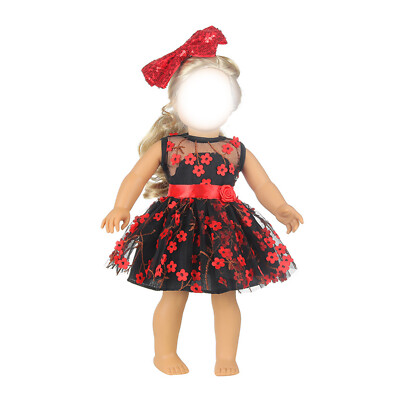 for 18'' American Girl Doll Clothes 3pcs lace flower dress bow