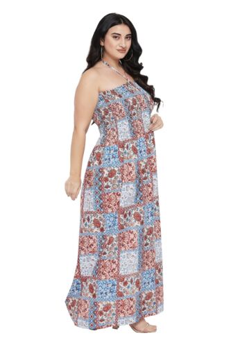 Oussum Women Maxi Tube Dress Plus Size Printed Smocked Pleated Bohemian Dresses - Picture 124 of 169