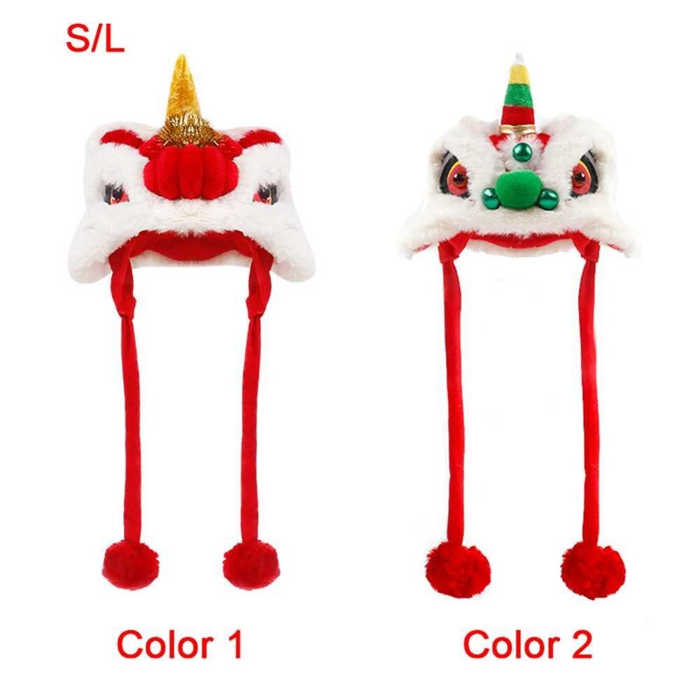 Chinese Style Lion Head Pet Costume Pet Lion Hat Dog Cat Hat New Year