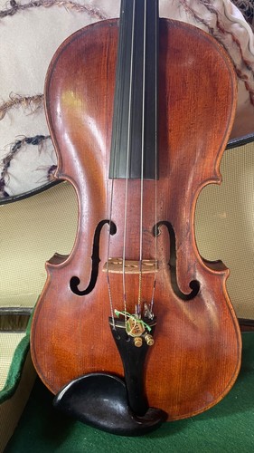 alte antike geige 4/4 violine aus sammlung mit inschrift + geigenkasten