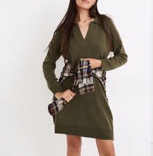 Madewell Women Item NB860 Olive Green Long-Sleeve Polo Sweater Dress XXL NWT