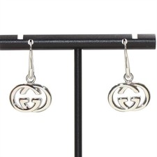 Gucci SV925 Interlocking G Pierced Earrings Drop Women Excellent R2787